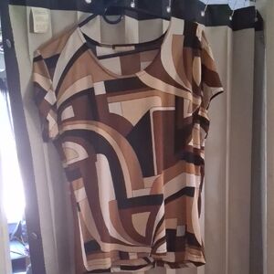 Susan Lawrence Multicolor Geometric Short Sleeve Top